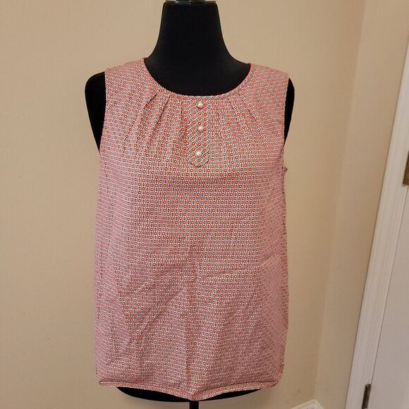 Talbots Red, White And Blue Print Sleeveless Top Size 14 - Picture 1 of 6